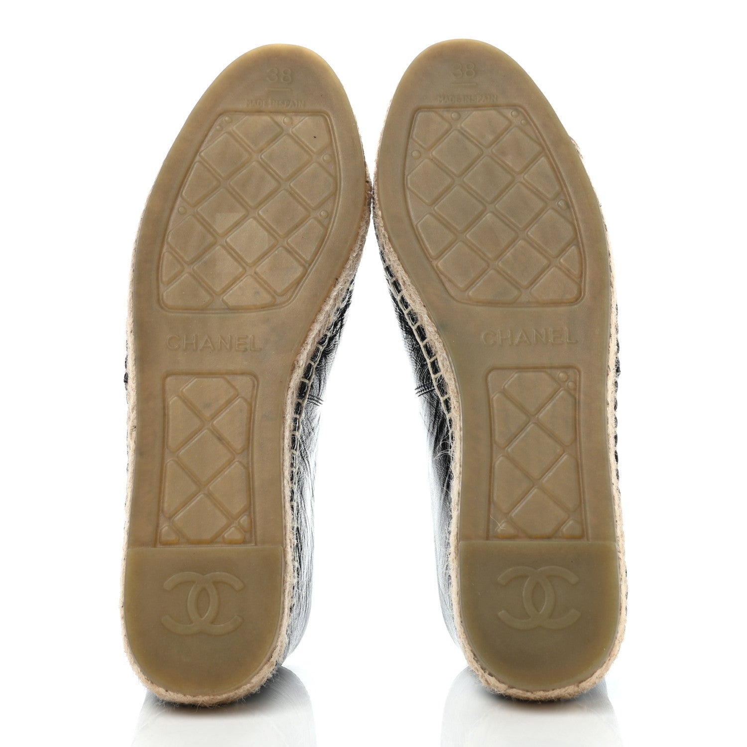 Chanel Patent Calfskin Crystal CC Espadrilles 38 Black 6 of 8