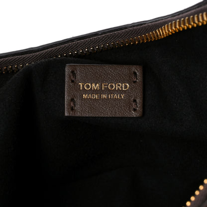 Tom Ford Calfskin Crocodile Embossed Mini Bianca Hobo Chestnut 5 of 9