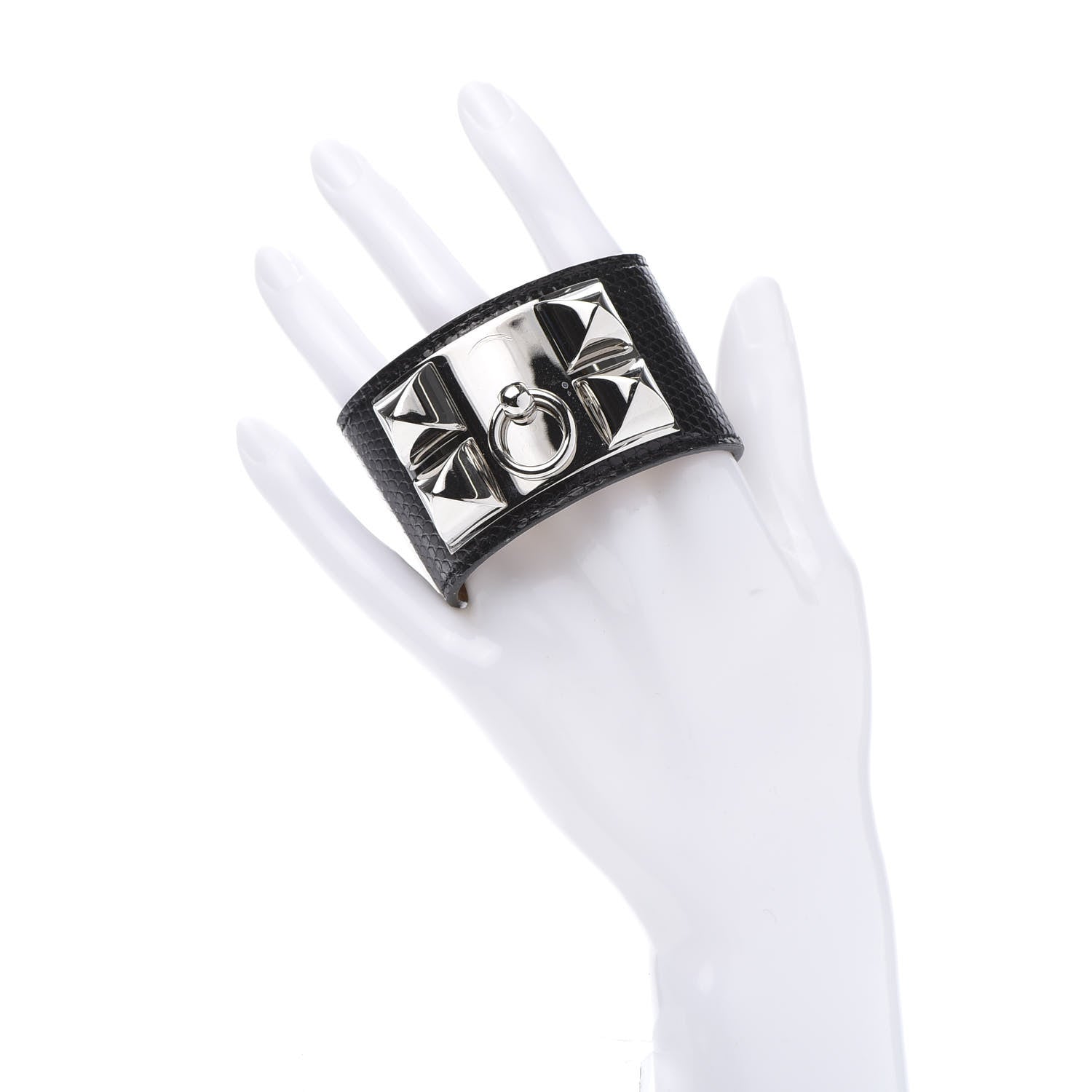 Hermes Lizard Collier De Chien CDC Bracelet T2 Black 2 of 9