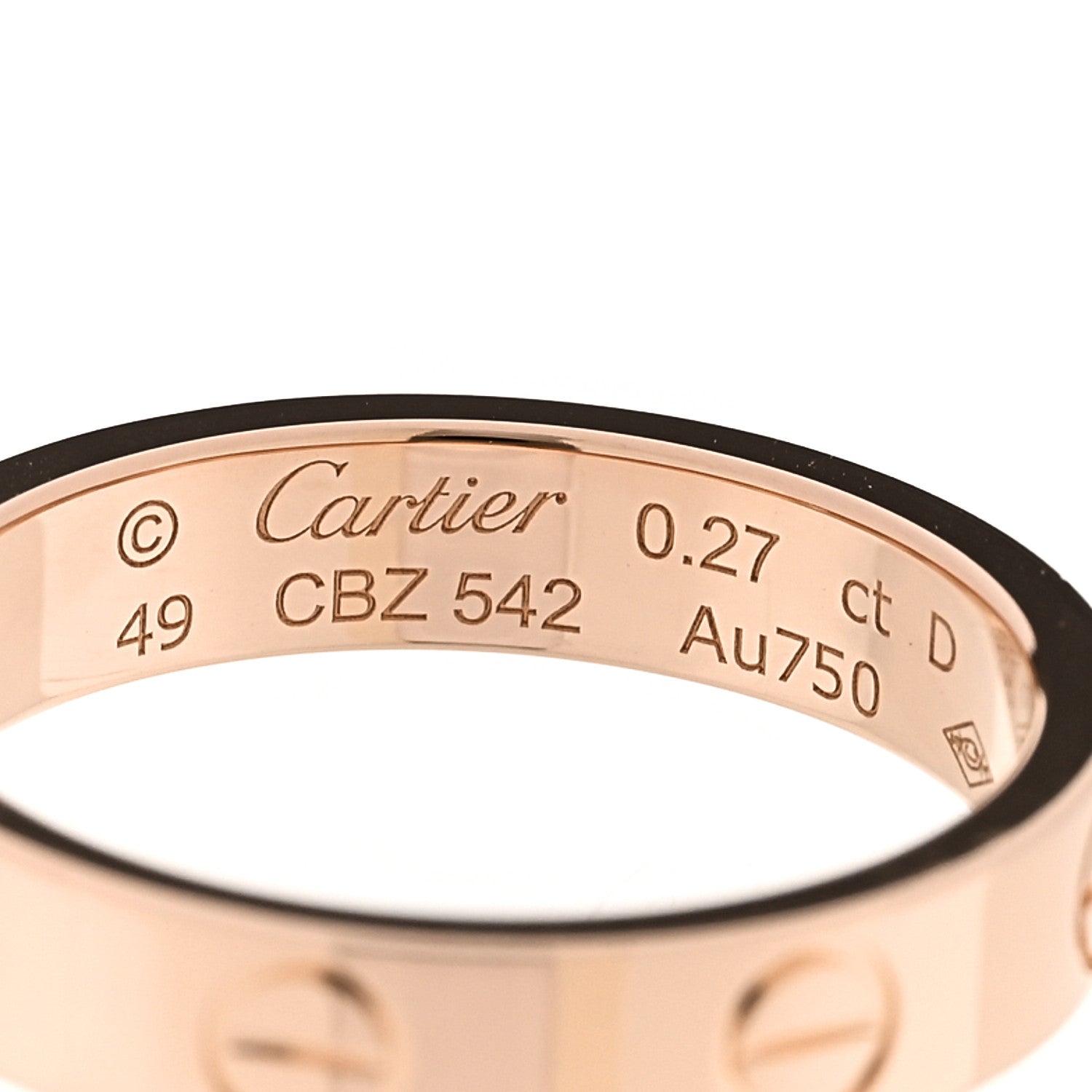 Cartier 18K Pink Gold Diamond .27ct LOVE Solitaire Engagement Ring 49 5 5 of 5