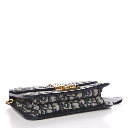 Christian Dior Oblique Small DiorAddict Flap Bag Navy Blue 5 of 13