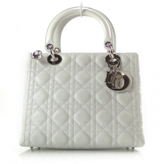 Lambskin Cannage Medium Lady Dior White