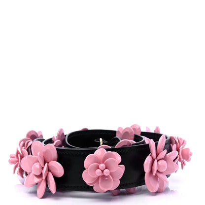 Prada Calfskin Plexiglass Flower Shoulder Strap Black Pink 2 of 5