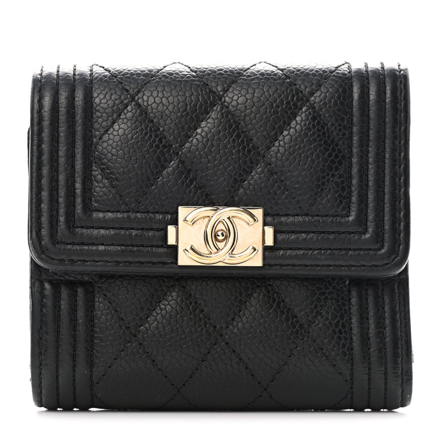 Chanel Caviar Quilted Compact Boy Wallet Black 1 of 9