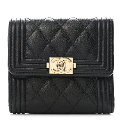 Chanel Caviar Quilted Compact Boy Wallet Black 1 of 9
