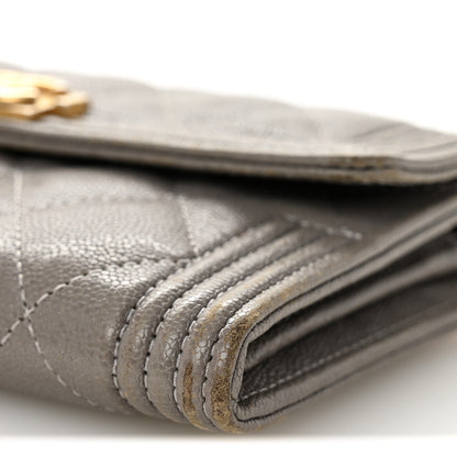 Chanel Caviar Quilted Medium Boy Flap Wallet Grey 10 of 11