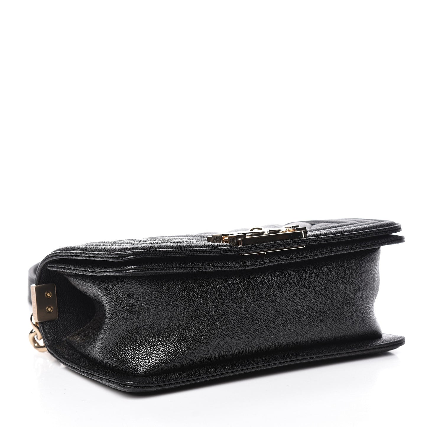 Caviar Chevron Quilted Small Boy Flap Black