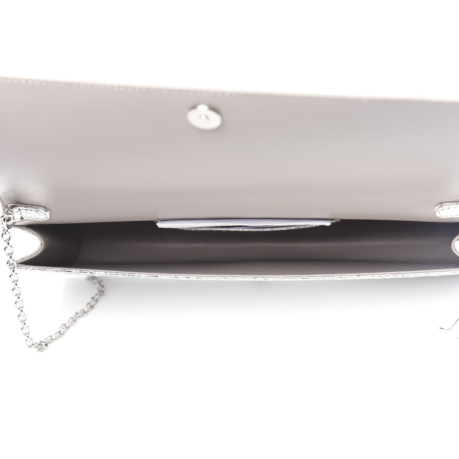 Christian Dior Metallic Snakeskin Lady Dior Croisiere Chain Clutch Silver 5 of 12