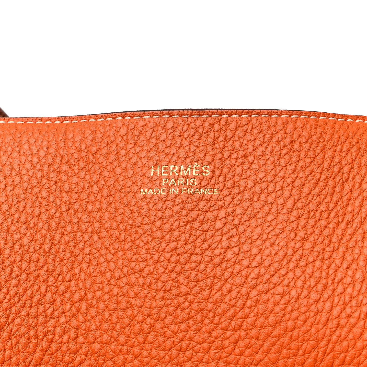 Hermes Taurillon Clemence Double Sens 45 Reversible Tote Orange Gold 9 of 17