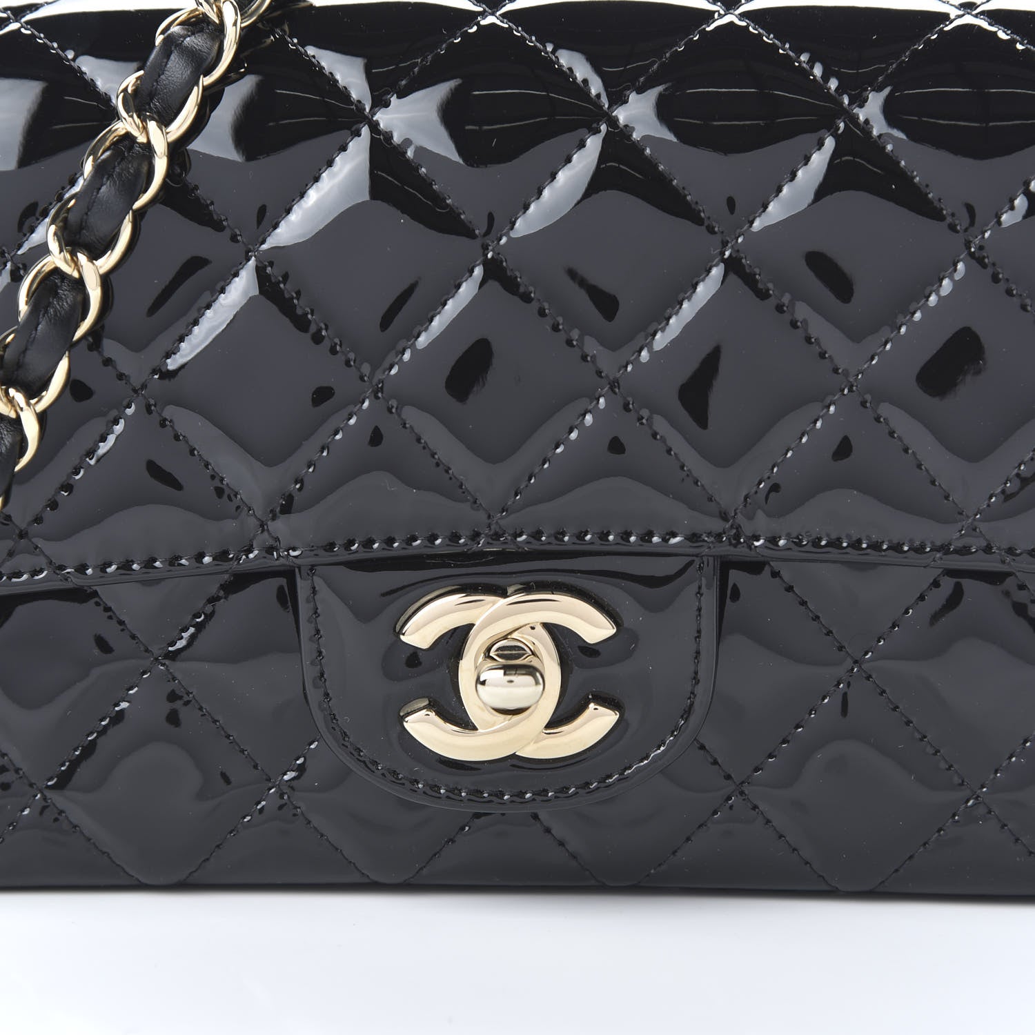 Chanel Patent Calfskin Quilted Mini Rectangular Flap Black 10 of 11