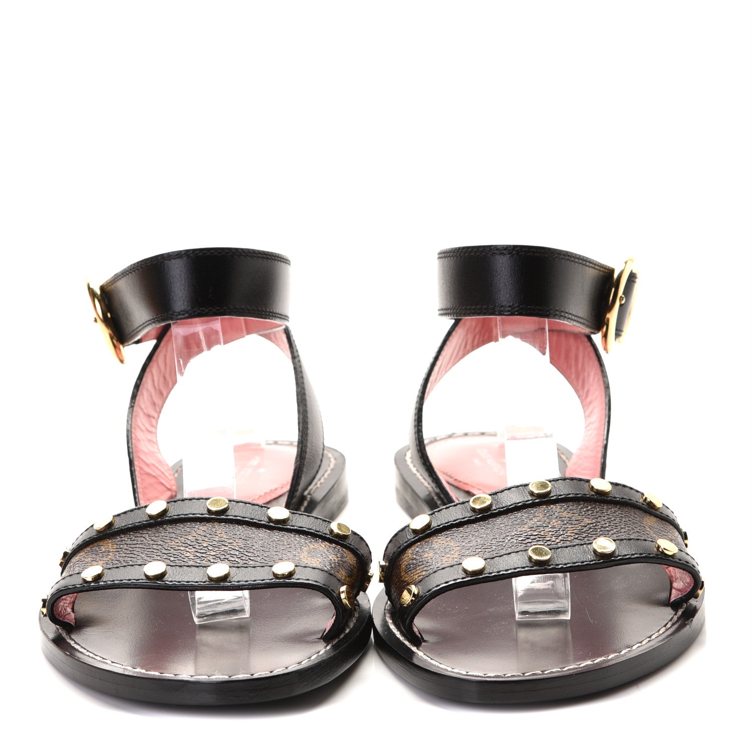 Louis Vuitton Calfskin Monogram Passenger Flat Sandals 37 Black 5 of 10