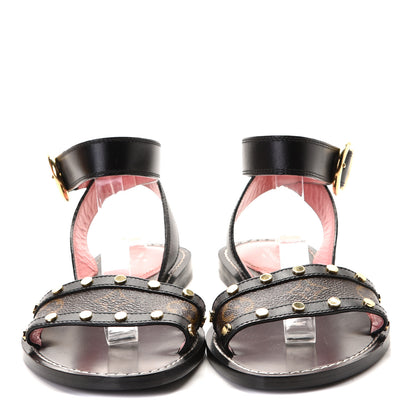 Louis Vuitton Calfskin Monogram Passenger Flat Sandals 37 Black 5 of 10