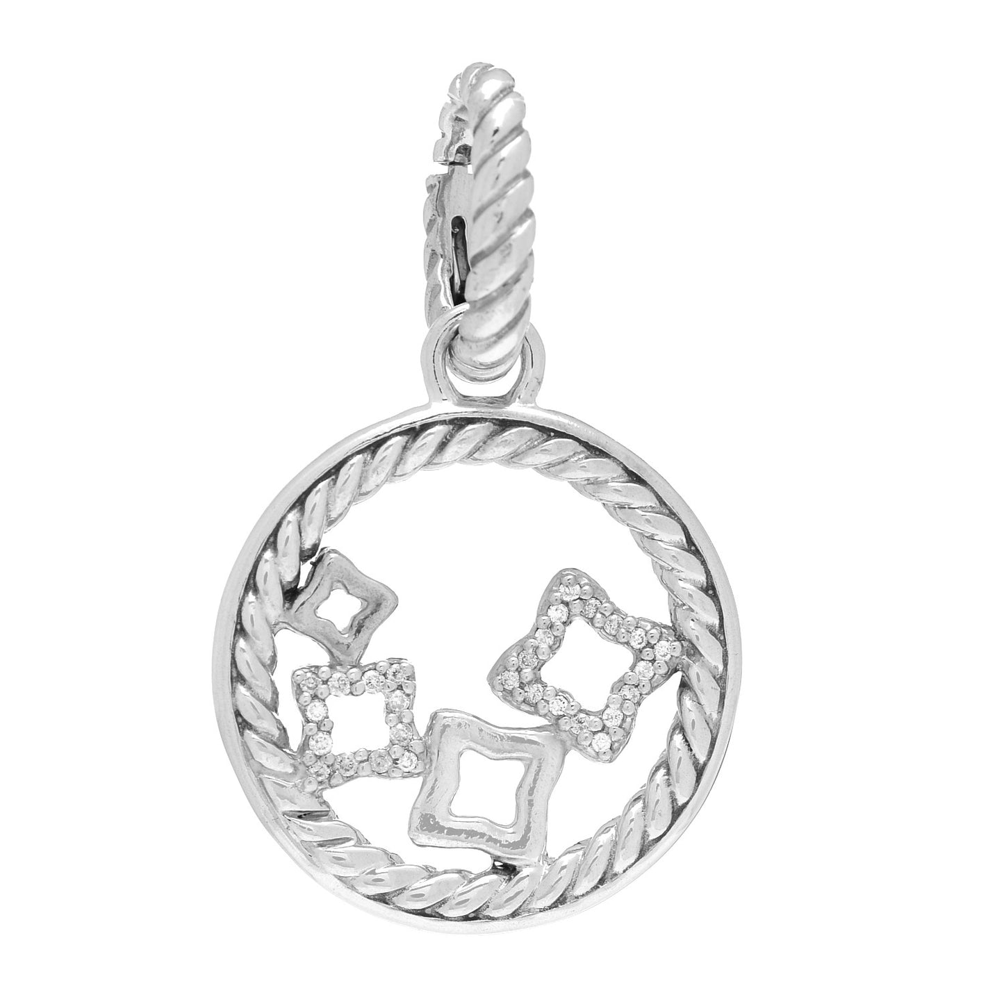 Sterling Silver Diamond Small Quatrefoil Pendant