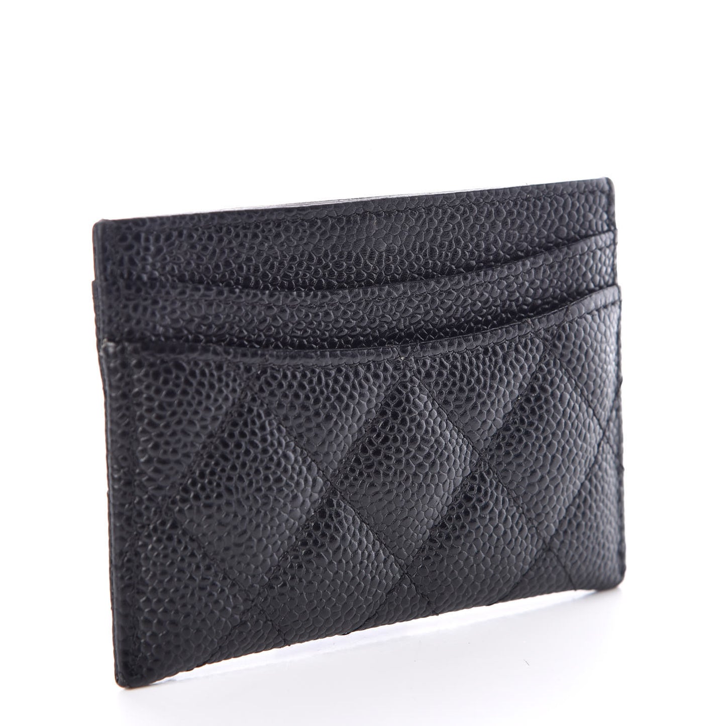 Caviar Quilted Card Holder Black