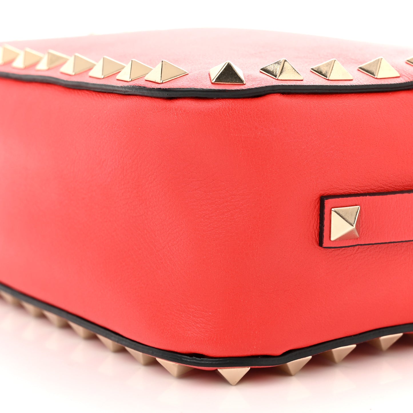 Calfskin Rockstud Camera Crossbody Bag Deep Orange