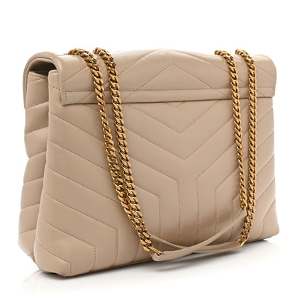 Saint Laurent Calfskin Y Quilted Monogram Medium Loulou Chain Satchel Dark Beige 3 of 22