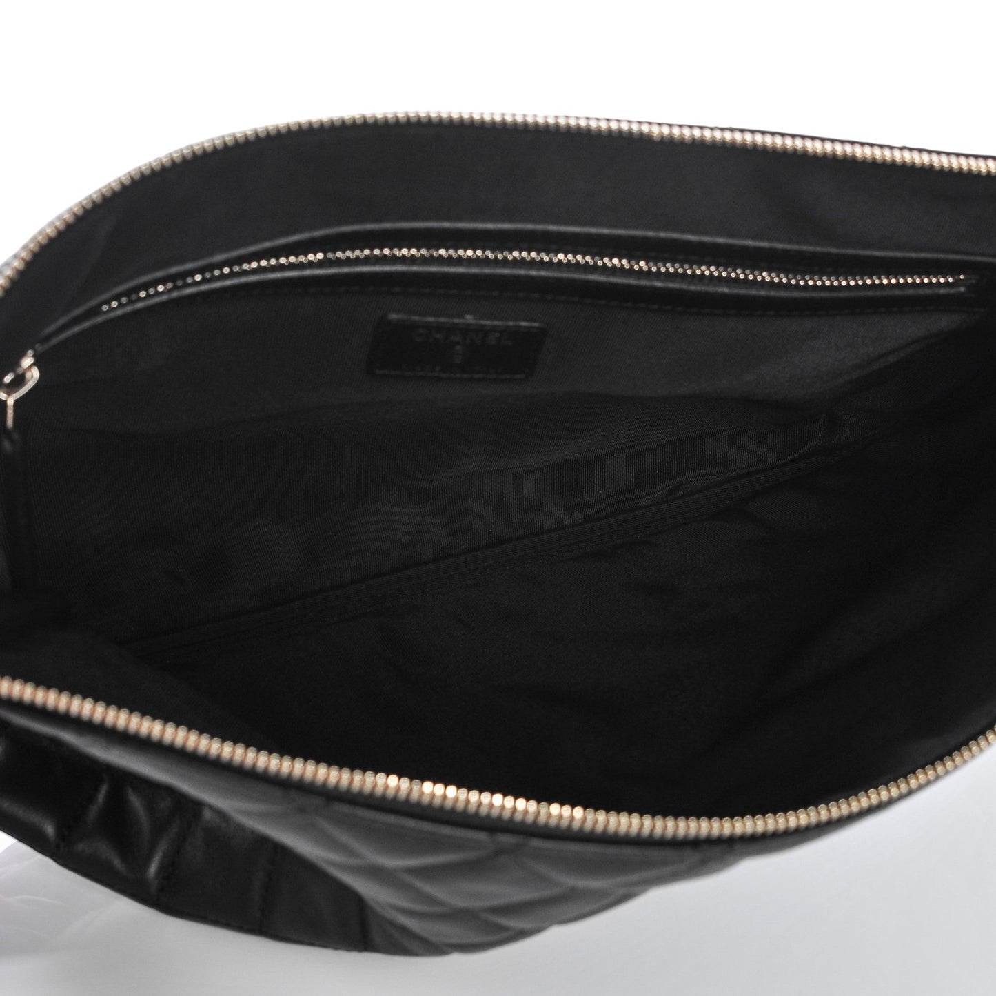 Lambskin Quilted Large Cosmetic Case Black