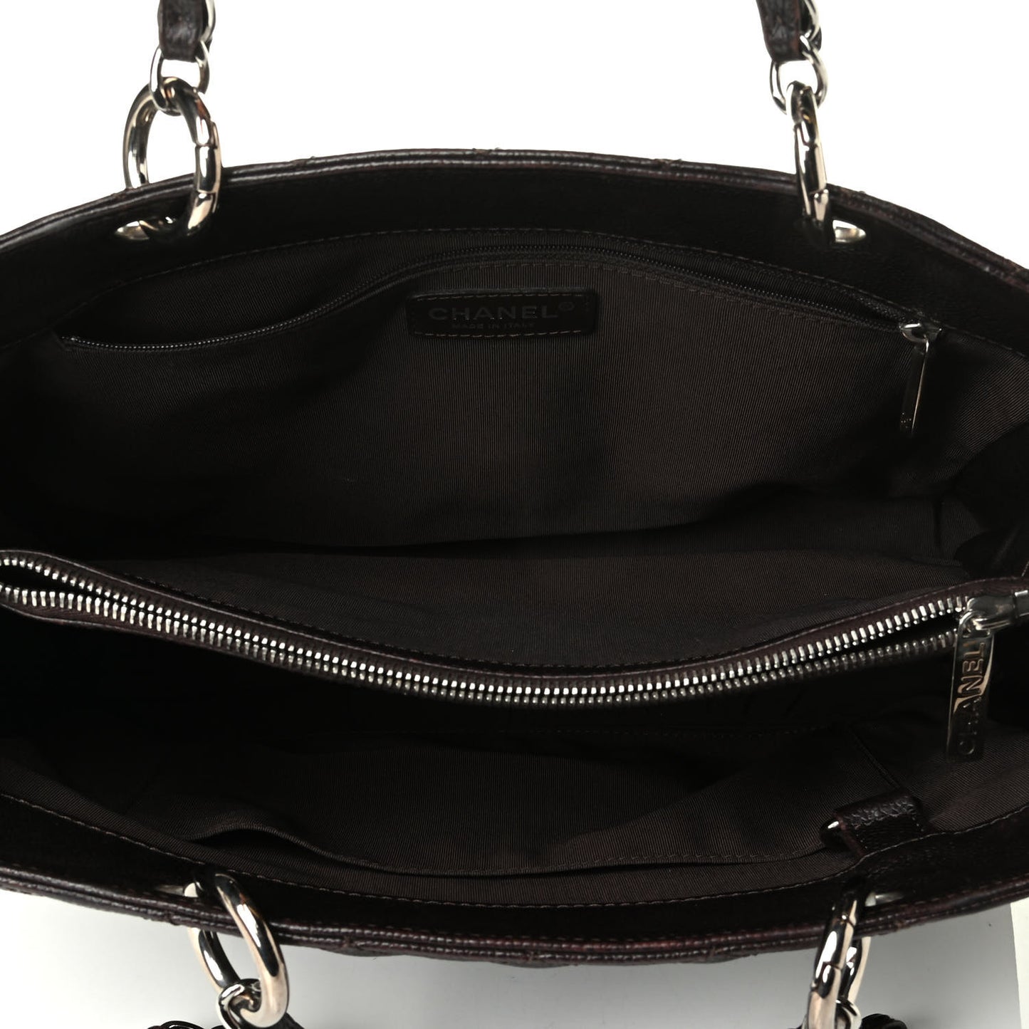 Caviar Quilted Grand Shopping Tote GST Dark Brown