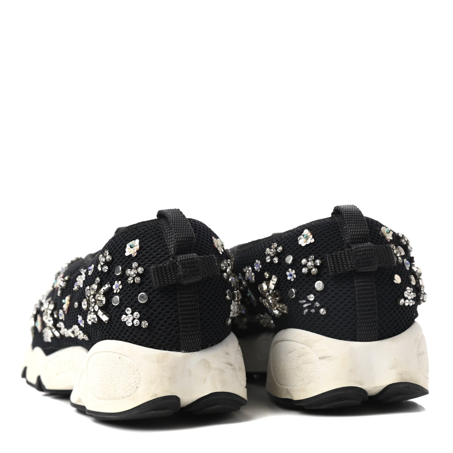 Christian Dior Technical Canvas Embellished Dior Fusion Sneakers Black White 8 of 9