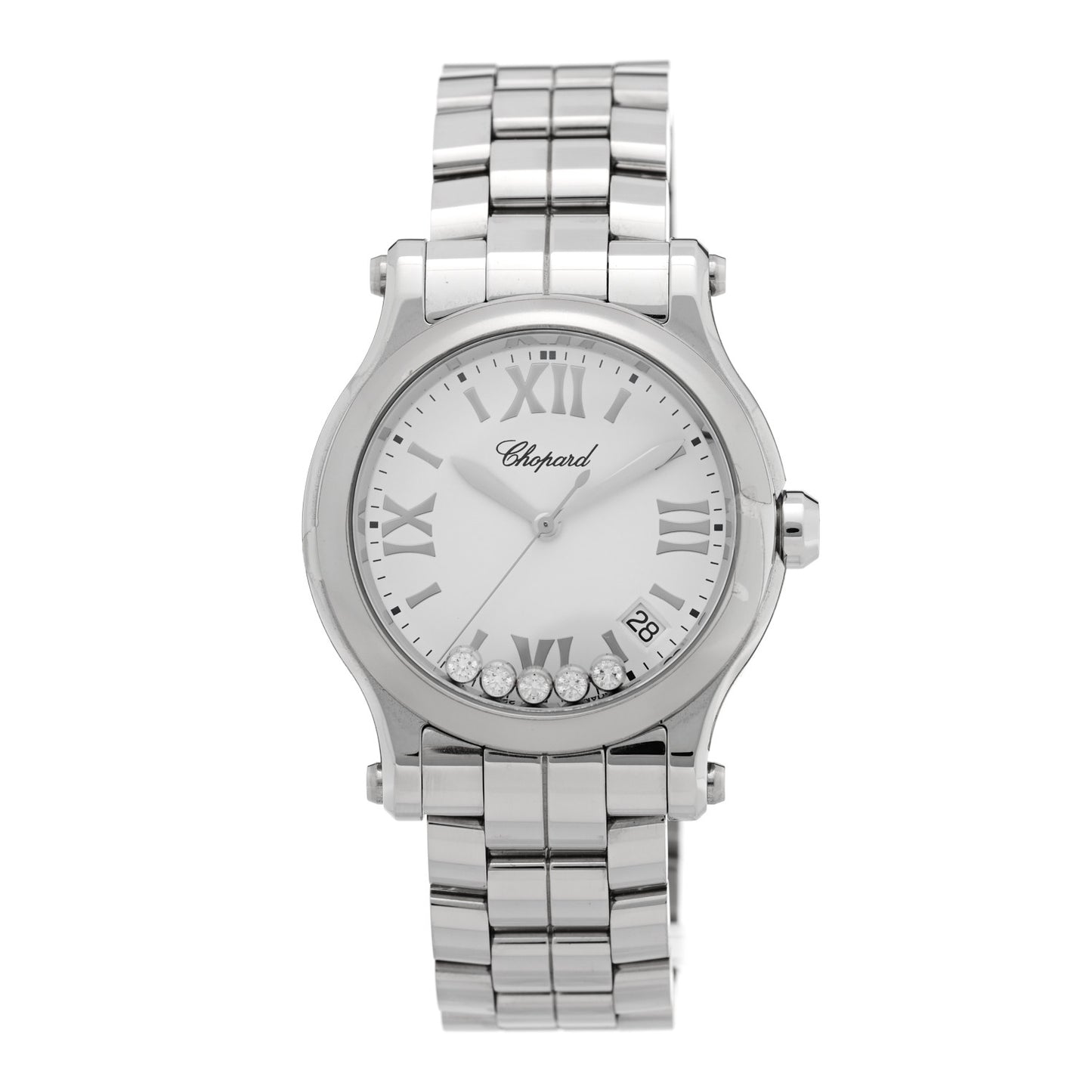 Stainless Steel 5 Diamond 36mm Happy Sport Quartz Watch