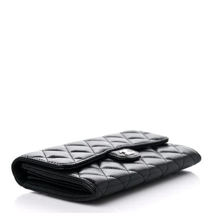 Chanel Lambskin Quilted Large Gusset Flap Wallet Black 4 of 12