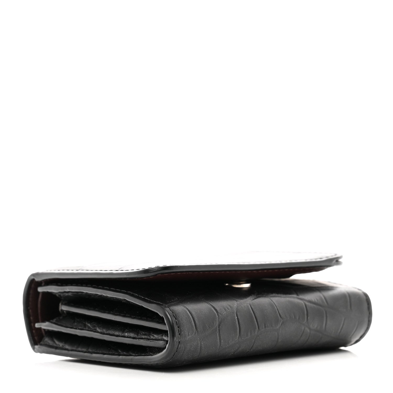 Mulberry Crocodile Embossed Calfskin Small French Continental Wallet Black 4 of 9