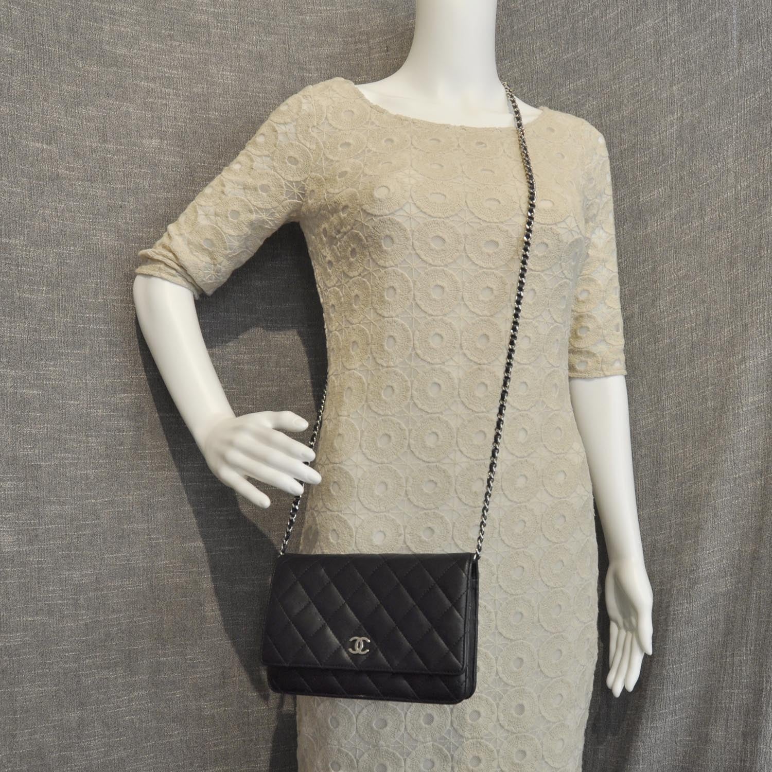 Chanel Lambskin Quilted Wallet On Chain WOC Black 2 of 10