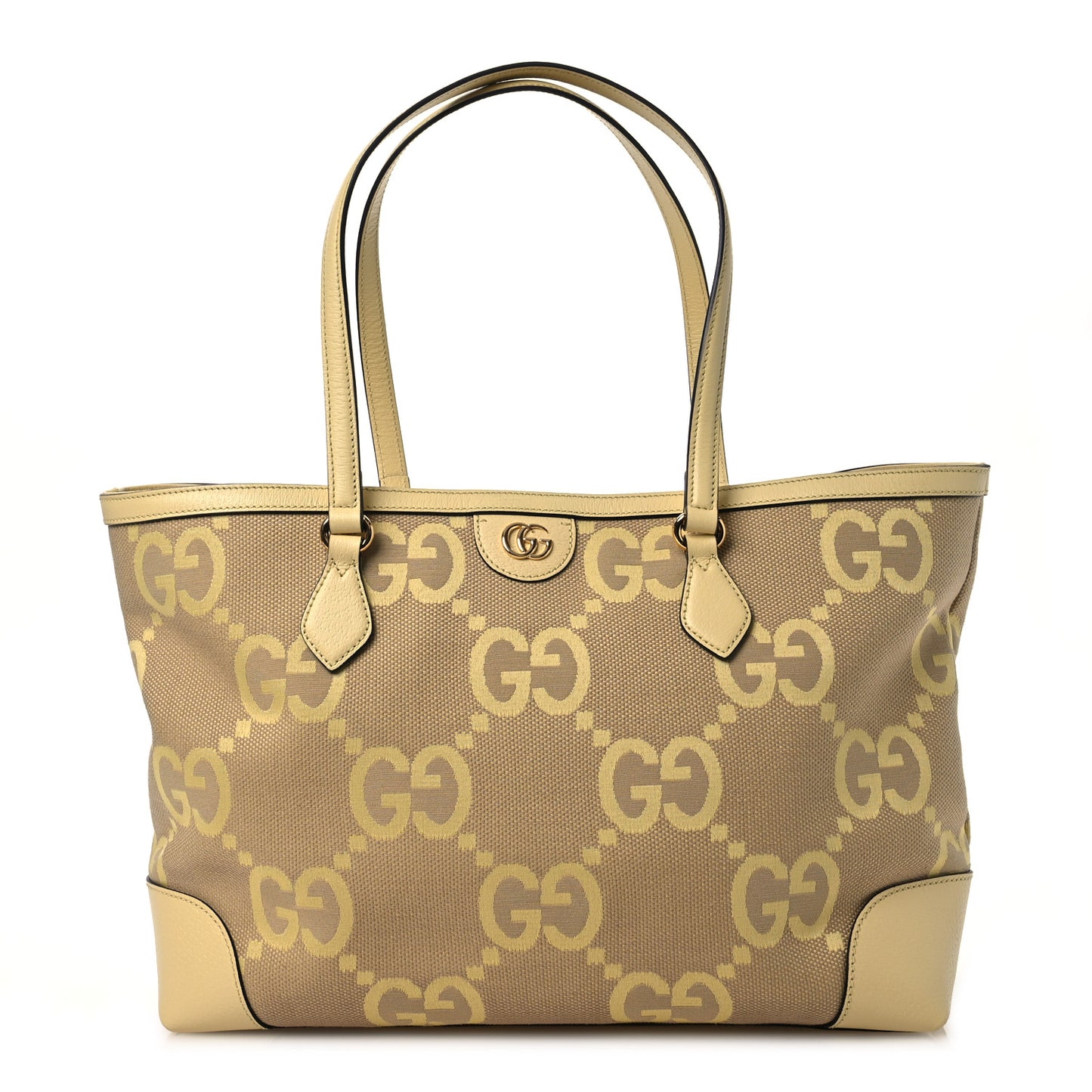 Monogram Jumbo GG Textured Dollar Calfskin Medium Ophidia Shopping Tote Beige Banana