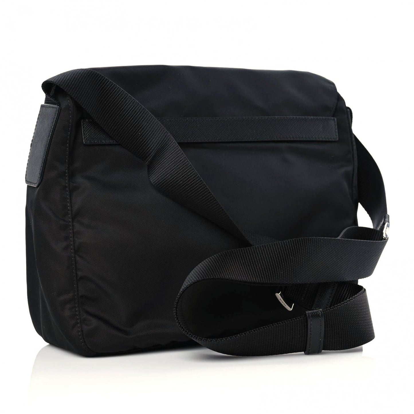 Nylon Vela Saffiano Single Buckle Messenger Shoulder Bag Black