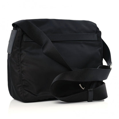 Prada Nylon Vela Saffiano Single Buckle Messenger Shoulder Bag Black 3 of 8