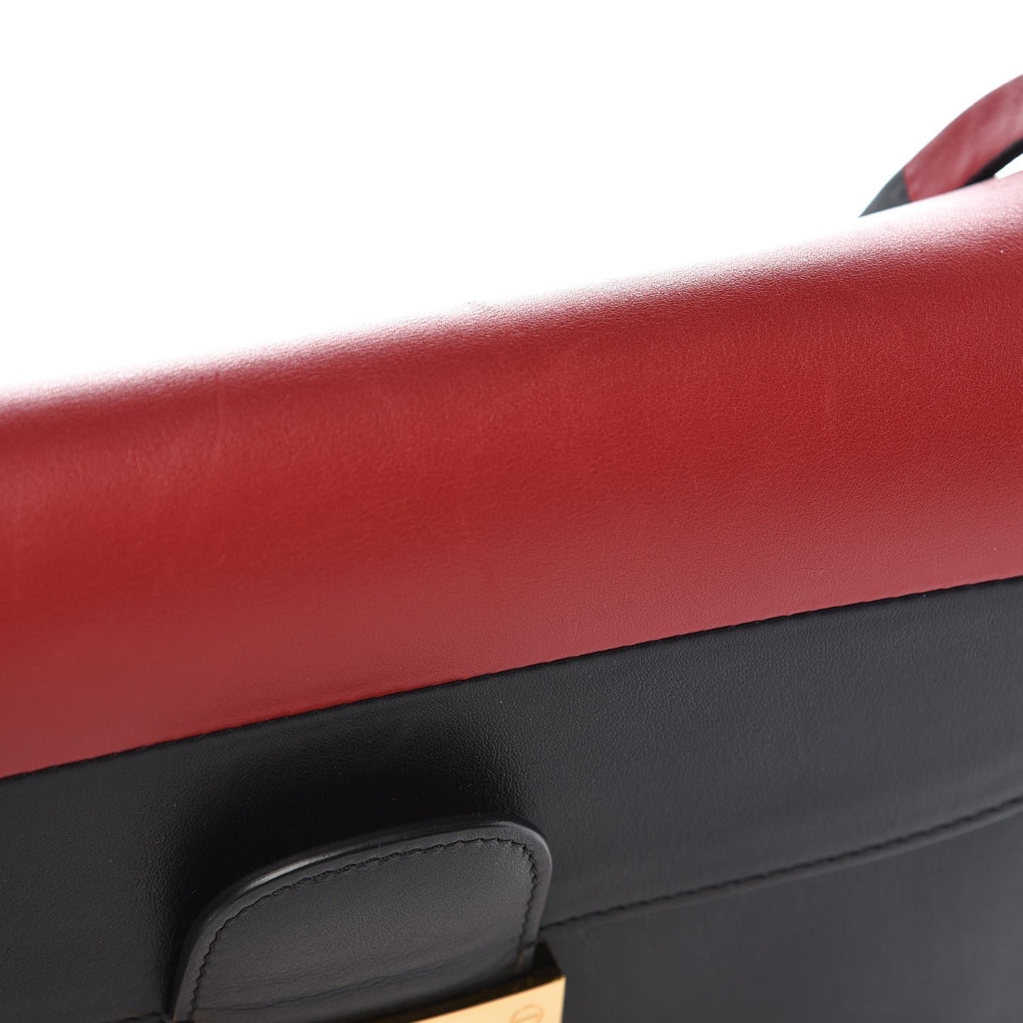 Calfskin Rivet Colorblock Shoulder Bag Black Red