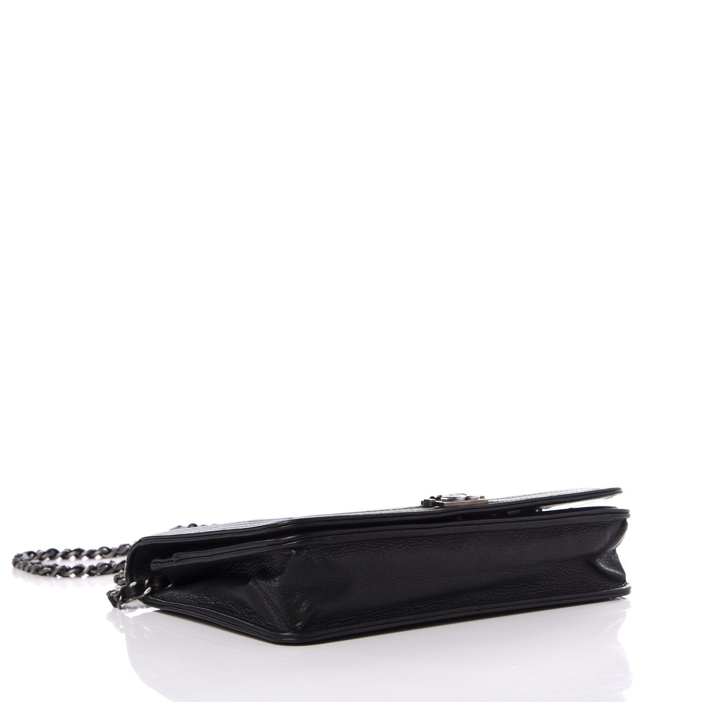 Galuchat Stingray Lambskin Boy Wallet On Chain WOC Black