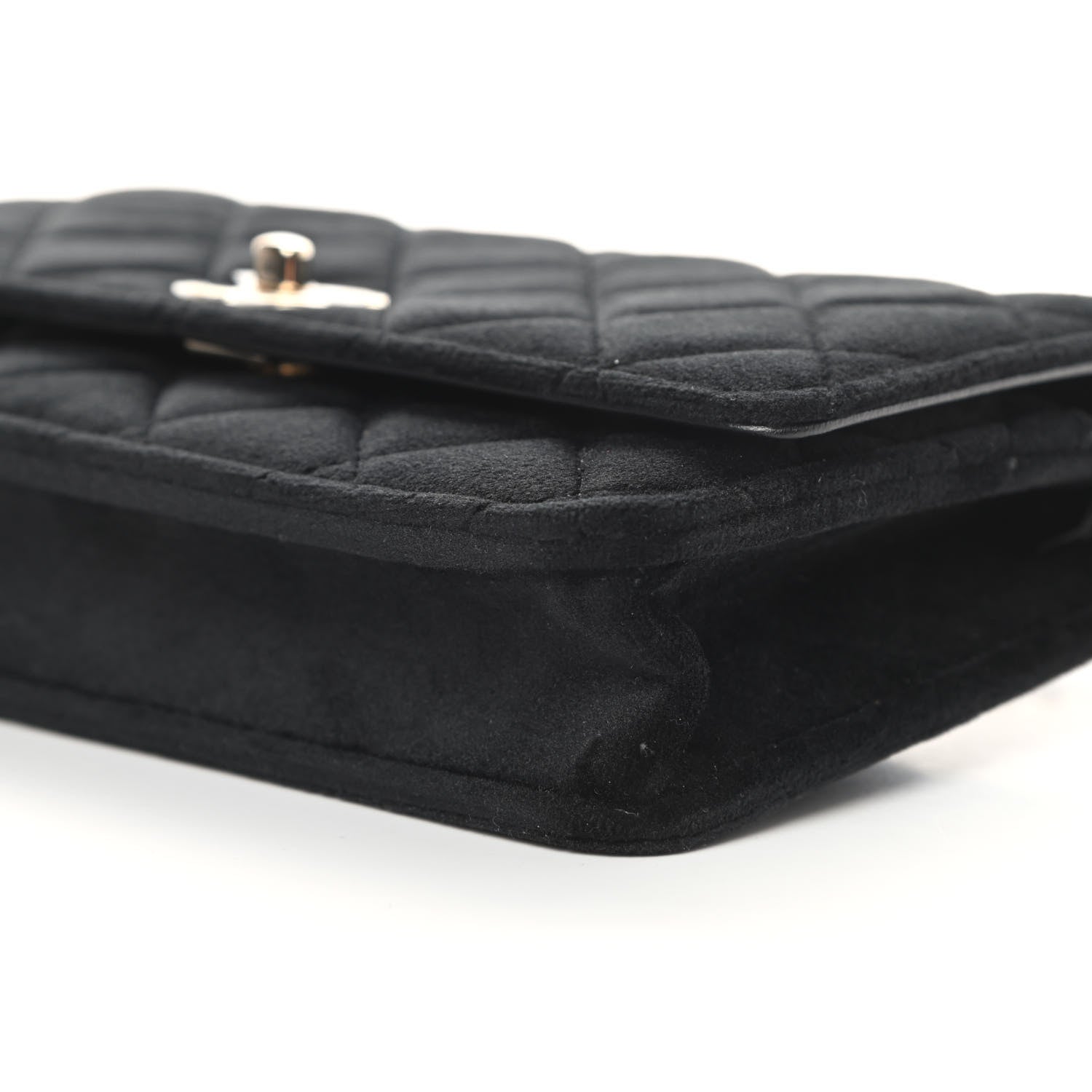 Chanel Velvet Quilted Pearl Crush Wallet On Chain WOC Black 11 of 12