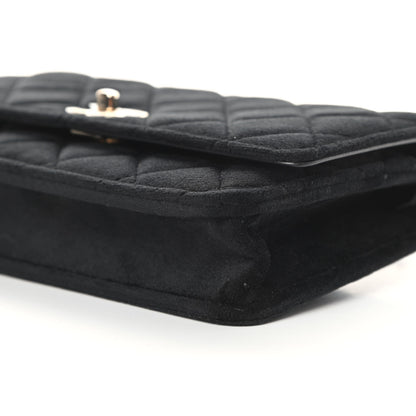Chanel Velvet Quilted Pearl Crush Wallet On Chain WOC Black 11 of 12