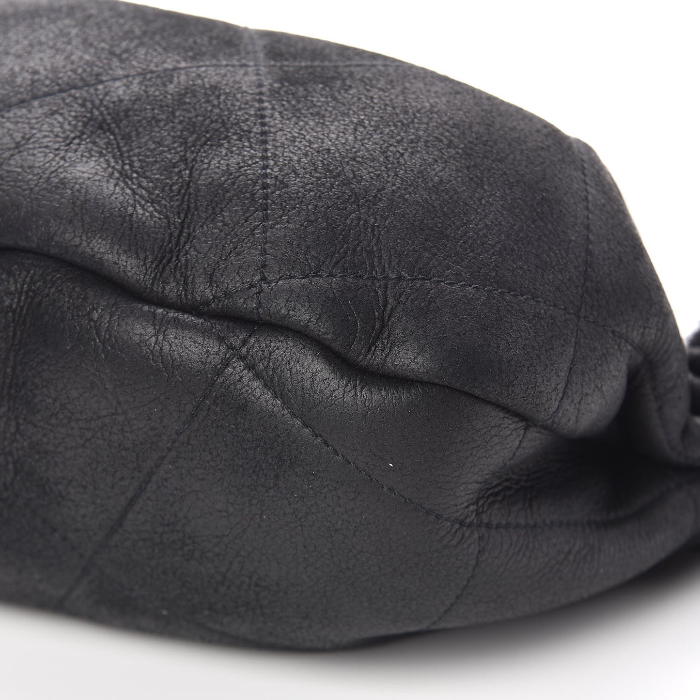 Shearling Suede Lambskin Stitched Hobo Black
