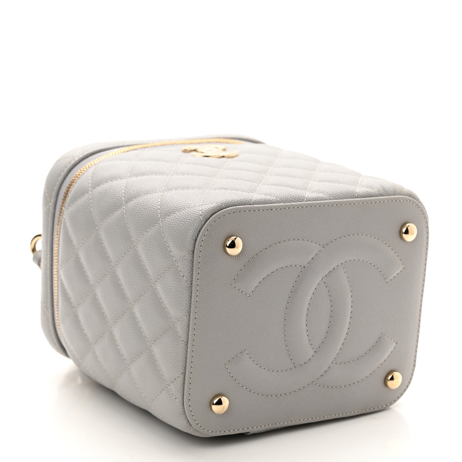 Chanel Caviar Quilted Small Top Handle Vanity Case With Chain Grey 4 of 10