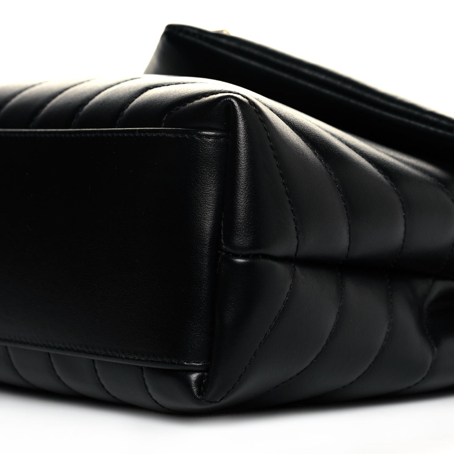 Calfskin Y Quilted Monogram Small Loulou Chain Satchel Black