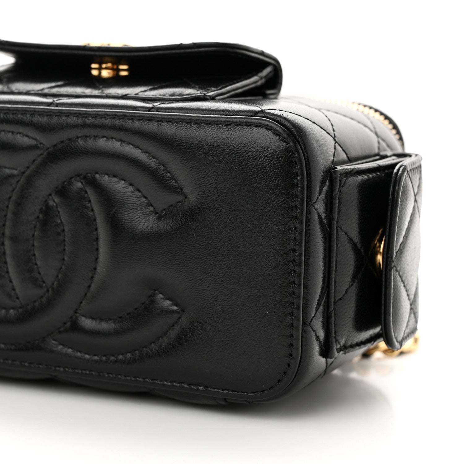 Chanel Lambskin Quilted Polly Pocket East West Top Vanity With Chain Black 10 of 11