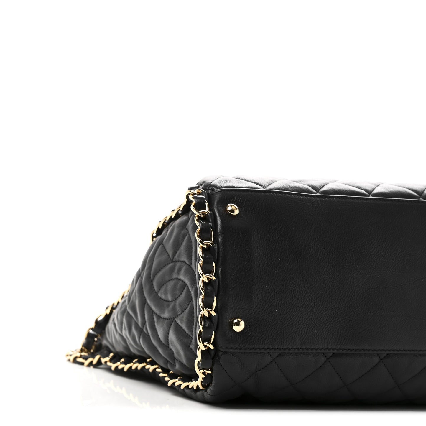 Calfskin Quilted Large Chain Me Hobo Black