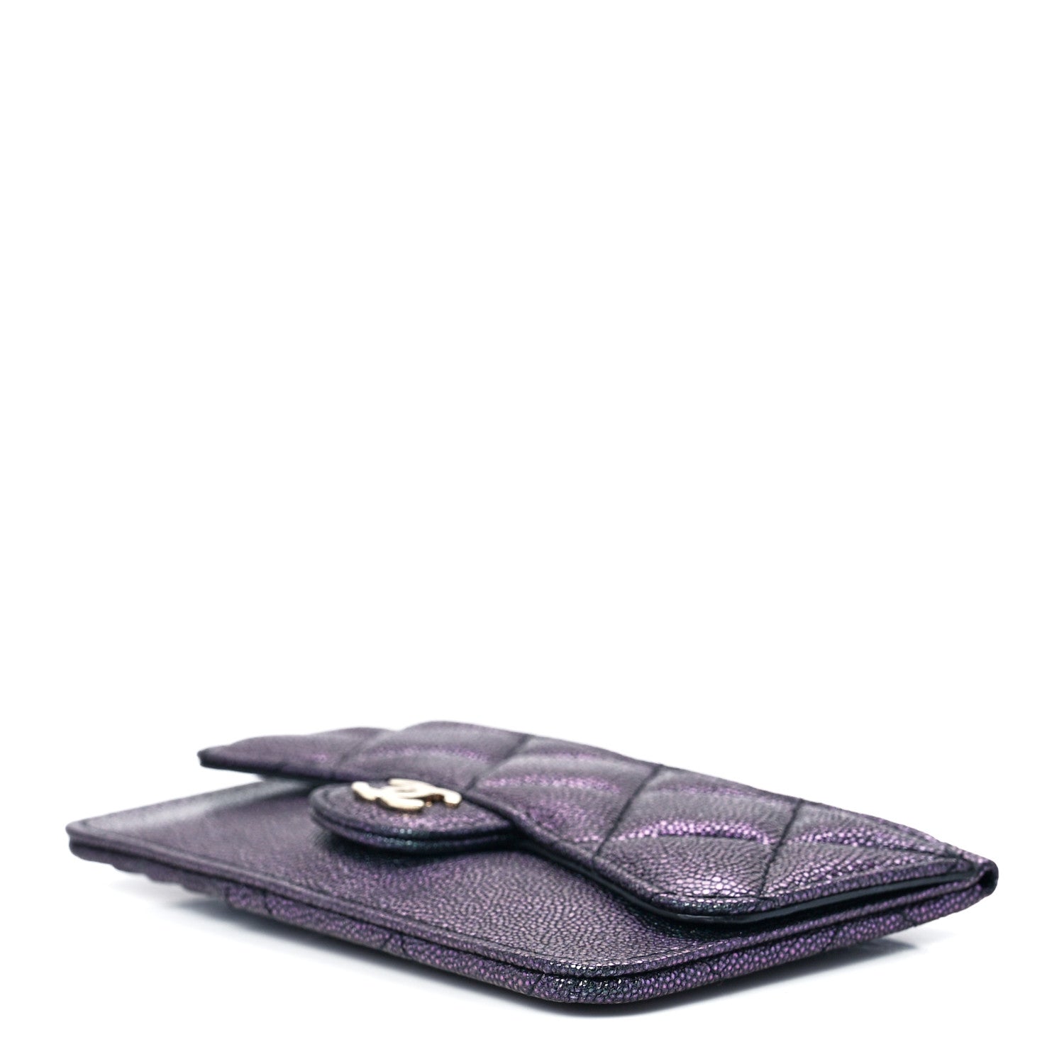 Chanel Iridescent Caviar Quilted Flap Zip Card Holder Black 10 of 13