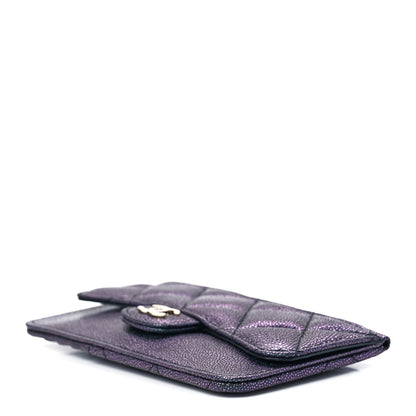 Chanel Iridescent Caviar Quilted Flap Zip Card Holder Black 10 of 13