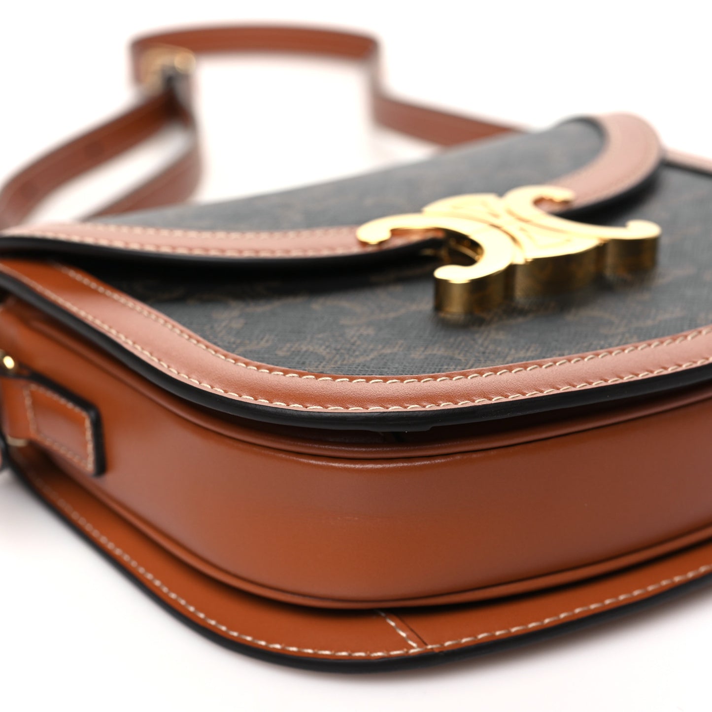 Canvas Calfskin Triomphe Teen Besace Tan