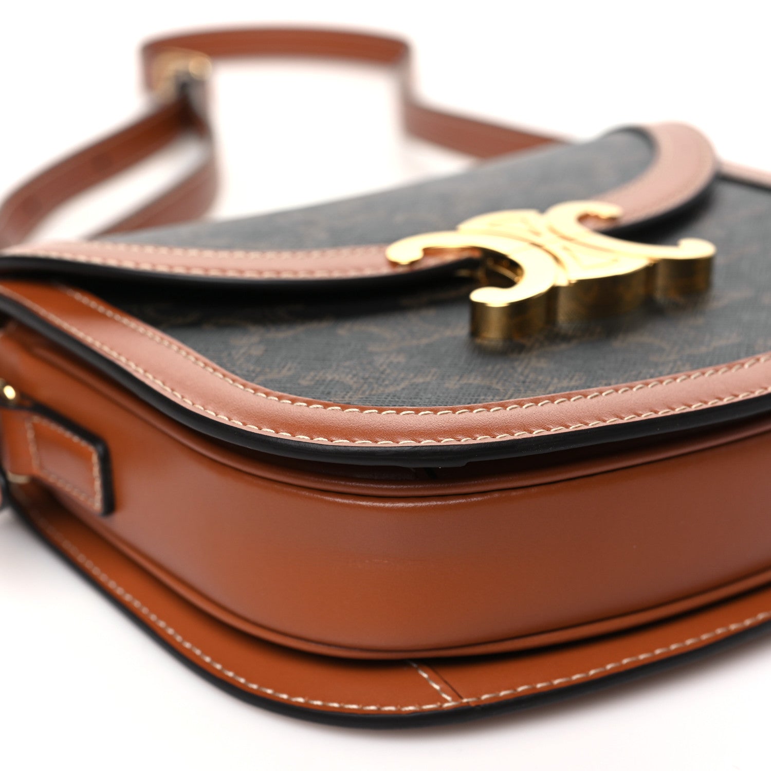 Celine Canvas Calfskin Triomphe Teen Besace Tan 9 of 10