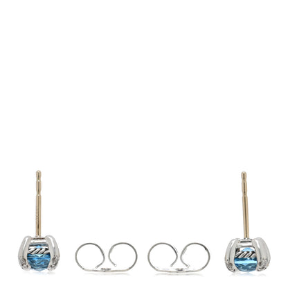 David Yurman Sterling Silver Diamond Blue Topaz Petite Chatelaine Earrings 3 of 4