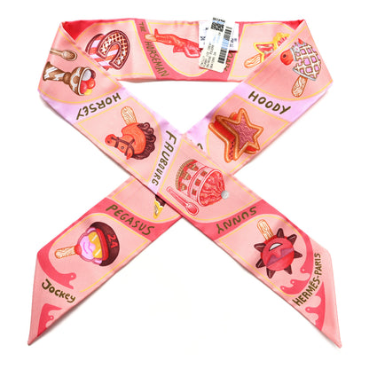 Hermes Silk Funny Ice Cream Twilly Rose Poudre Corail 1 of 4