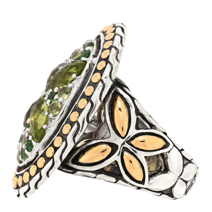 John Hardy Sterling Silver 18K Yellow Gold Peridot Tsavorite Batu Kawung Ring 50 5.5 3 of 5
