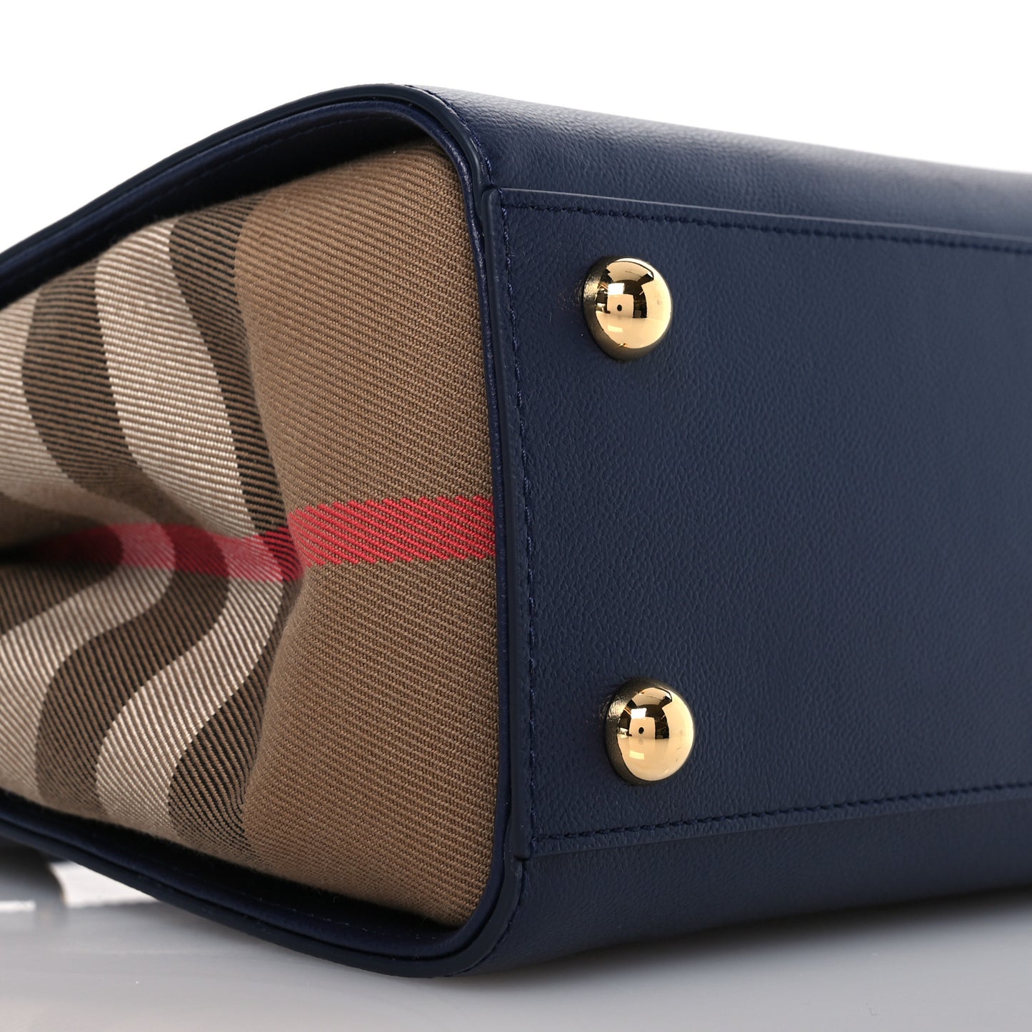 Calfskin Mega Check Mini Banwell Tote Dark Canvas Blue