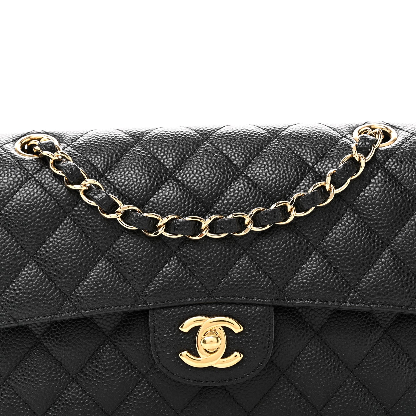 Caviar Quilted Small Double Flap Black