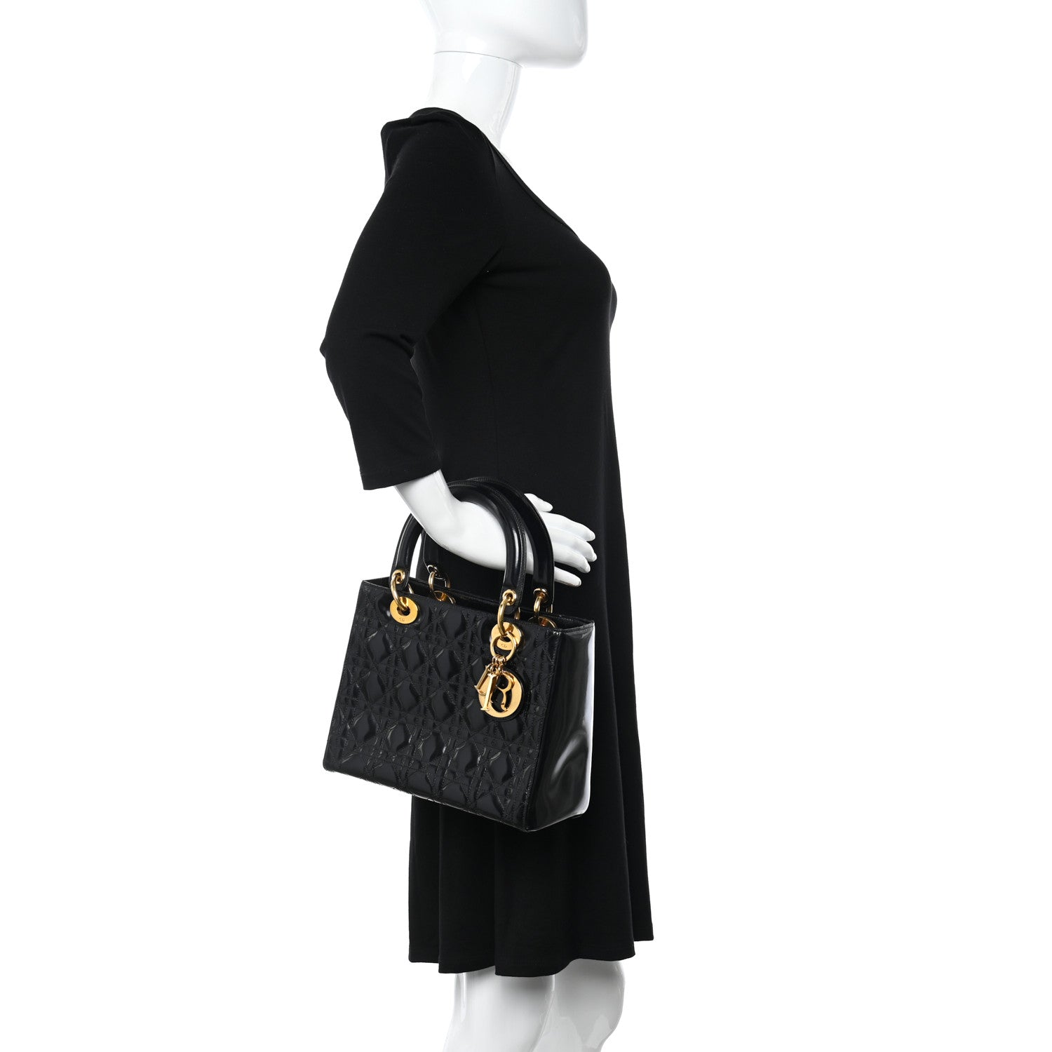 Christian Dior Patent Cannage Medium Lady Dior Black 2 of 10