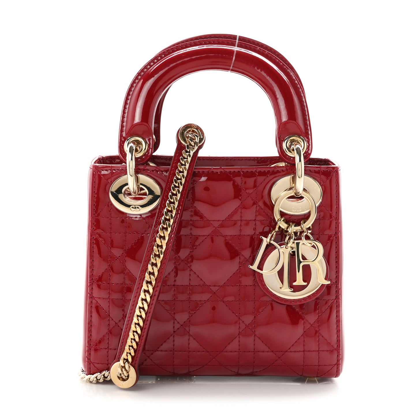 Patent Cannage Mini Lady Dior Red